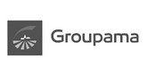 Groupama insurance logo greyscale.